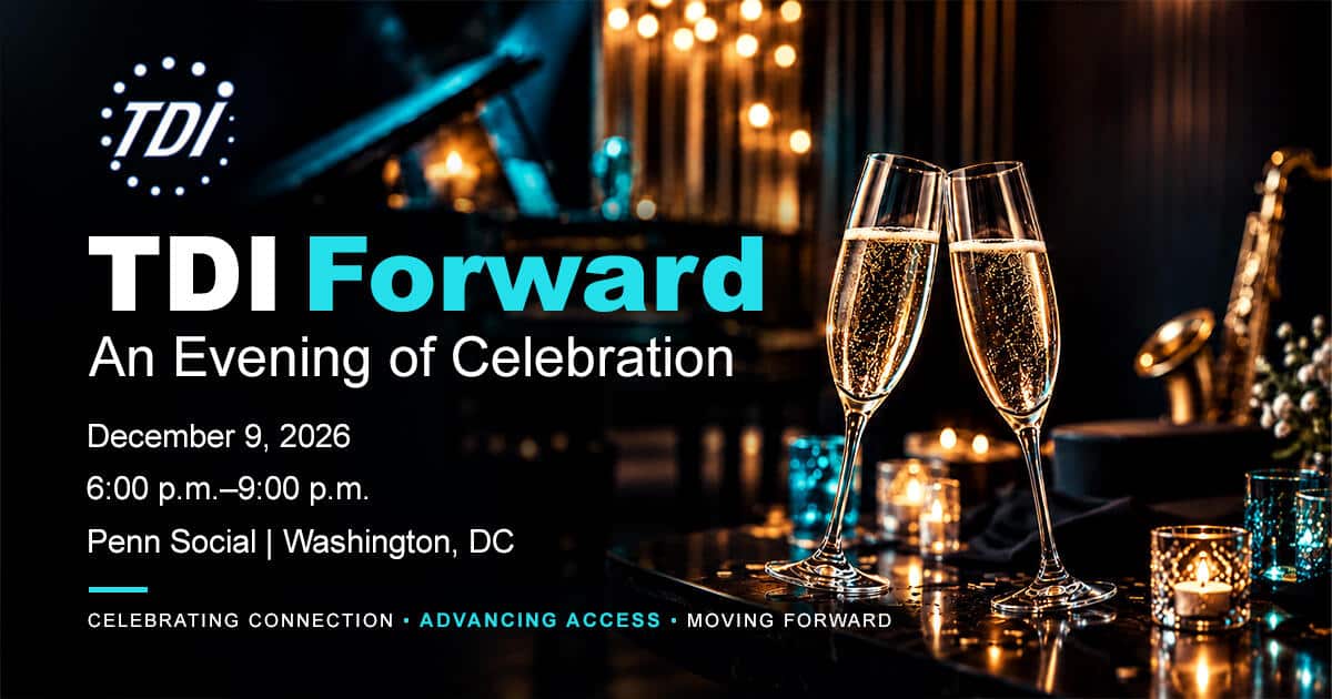 2IPQx1kz7C1PA960G8F2wB2ncisgIuGOJXN6wTKB TDI Forward: An Evening of Celebration, Dec 9, 2026, 6–9pm, Penn Social, Washington DC. Two champagne glasses toasting on a dark table with candlelight.